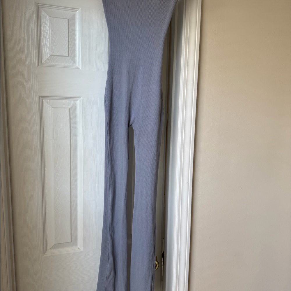 Fashion Nova Light Gray Skinny Jumpsuit